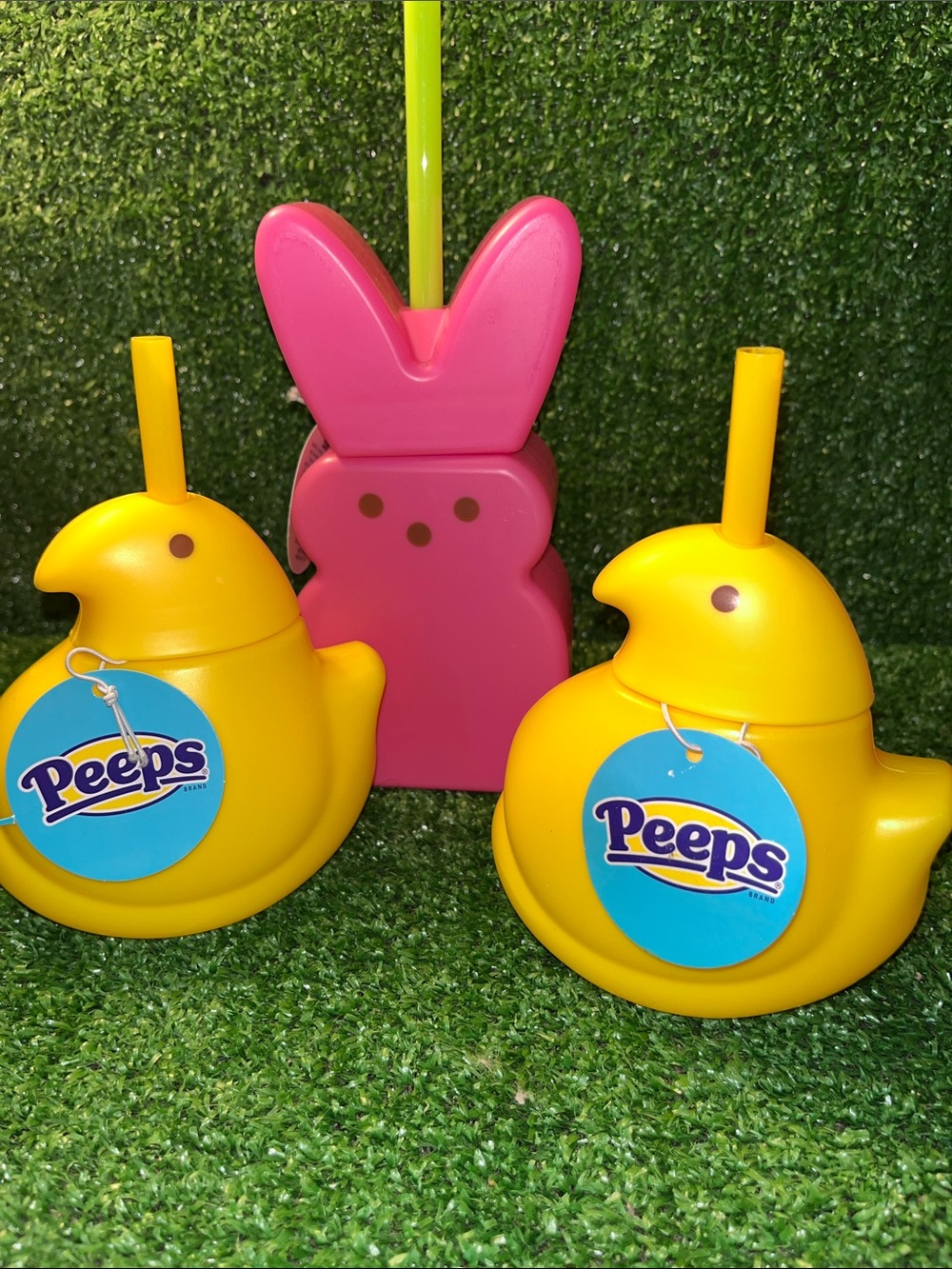 PEEPS brand new cups with straws!! COMES WITH 3 shown!